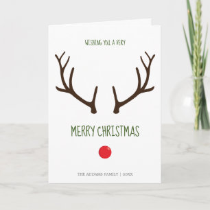 A Very Merry Christmas Minimal Rudolph Reindeer Card