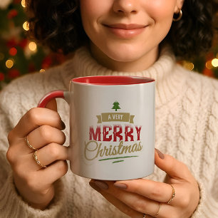 A Very Merry Christmas Modern Holiday Family Name Mug