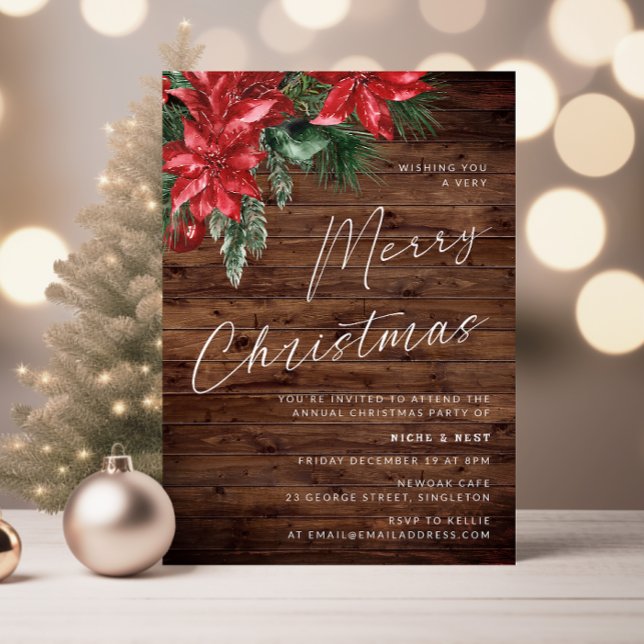 A Very Merry Christmas Party Celebration Rustic Invitation (Creator Uploaded)