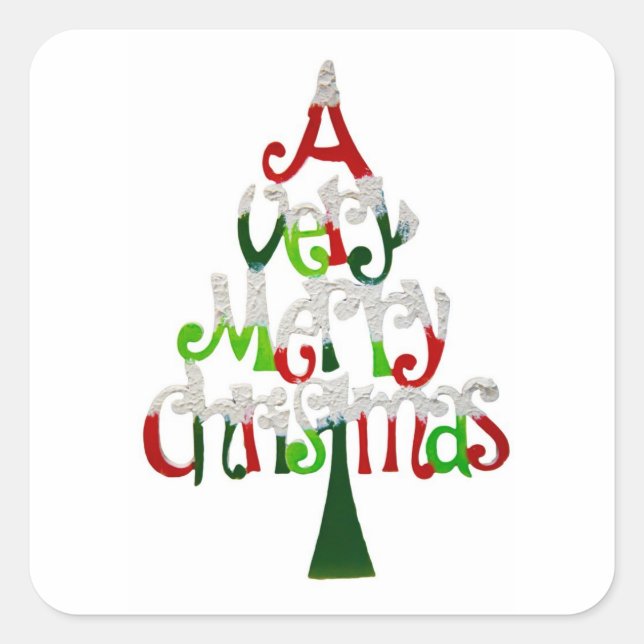 A Very Merry Christmas Square Sticker (Front)