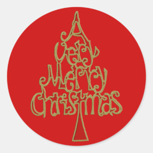 A Very Merry Christmas Tree Classic Round Sticker