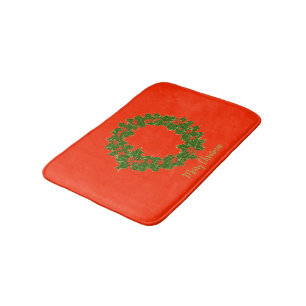 A Very Merry Christmas Wreath Bath Mat