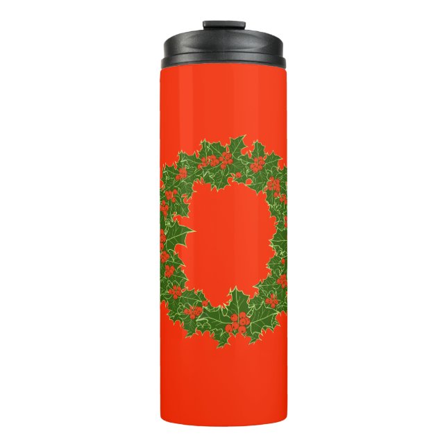 A Very Merry Christmas Wreath  Thermal Tumbler (Front)