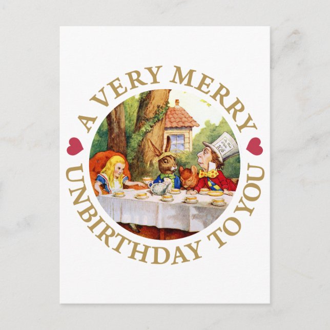 A Very Merry Unbirthday to You! Holiday Postcard (Front)