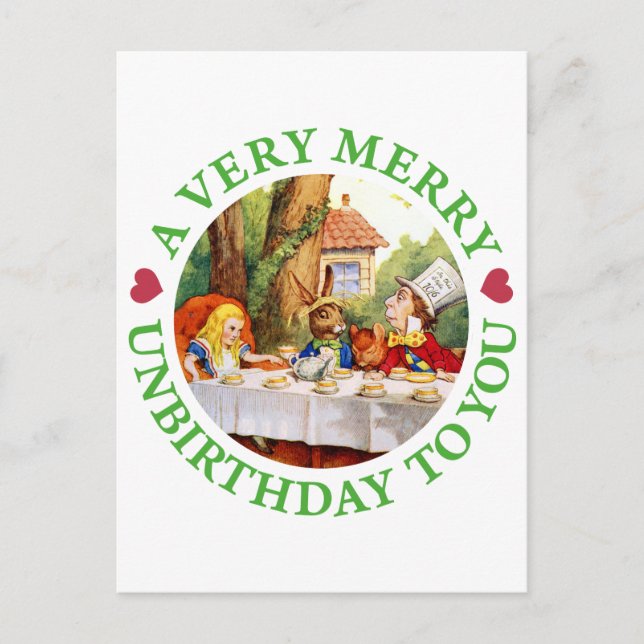 A Very Merry Unbirthday to You! Holiday Postcard (Front)