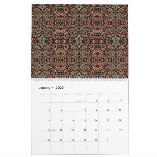 a very ornate pattern with many different colours calendar