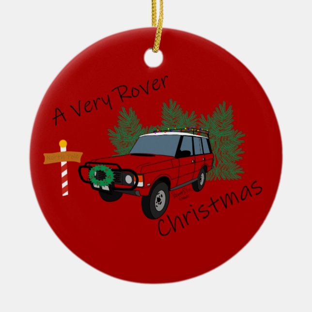 A Very Rover Christmas Ceramic Ornament (Front)