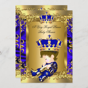 A Very Royal Prince Baby Shower Brunette Baby Invitation