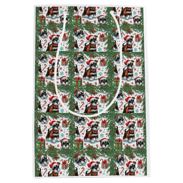 A Very Schnauzer Christmas Medium Gift Bag (Front)