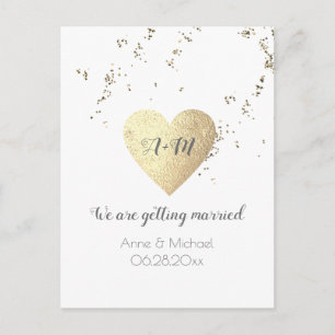 a very simple wedding postcard with love heart