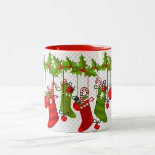 A VERY SPECIAL "CHRISTMAS STOCKINGS MUG" Two-Tone COFFEE MUG