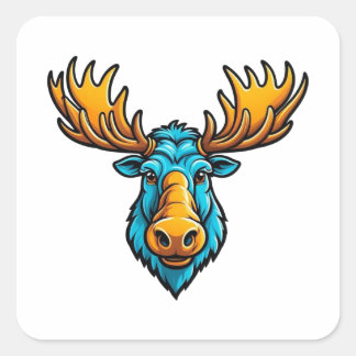 A very Swedish elk in blue and yellow Square Sticker
