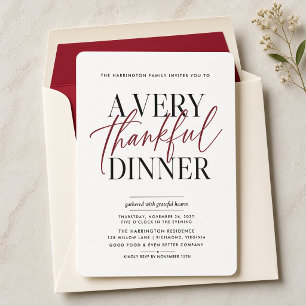 A Very Thankful Dinner   Thanksgiving Invitation