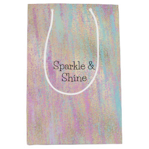 A Very Unicorn Sparkle Glitzy Gold Pink Christmas Medium Gift Bag