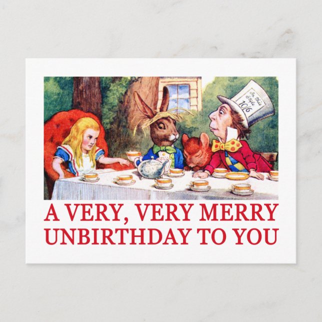 A VERY, VERY MERRY UNBIRTHDAY TO YOU! HOLIDAY POSTCARD (Front)