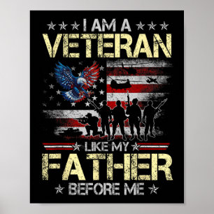 A Veteran Like Father Before Fathers Day Flag Poster