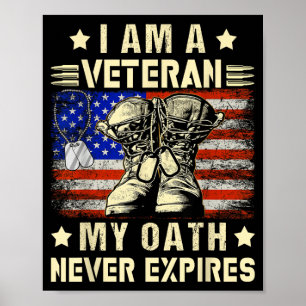 A Veteran Oath Expires Veteran Day Usa Flag Poster