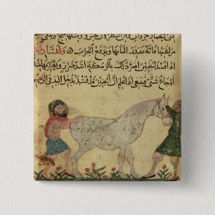 A veterinarian helping a mare to give birth 15 cm square badge