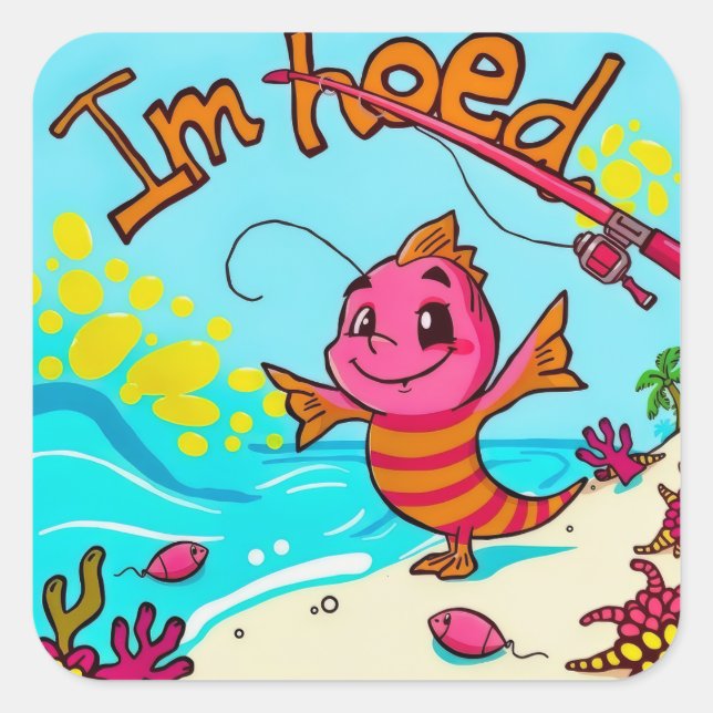  A Vibrant Adventure by the Shore Square Sticker (Front)