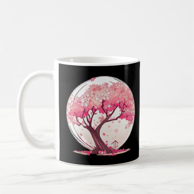 A Vibrant and Inspiring Cherry Blossom Sphere Tree Coffee Mug (Left)