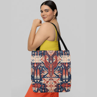 A vibrant and intricate abstract pattern tote bag