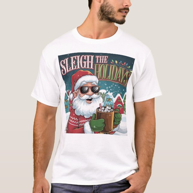 A vibrant and playful Christmas-themed T-shirt (Front)