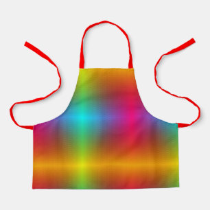 A vibrant apron with a rainbow gradient pattern
