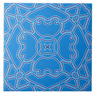 A vibrant blue colour classic pattern ceramic tile