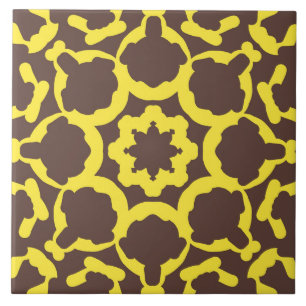 A vibrant brown & yellow classic trendy design ceramic tile