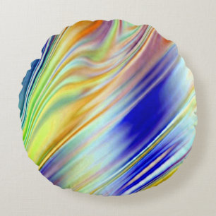 A vibrant colourful classic fabric pattern design round cushion