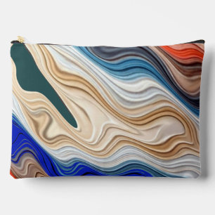 A vibrant colourful fabric groovy pattern accesso accessory pouch