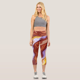 A vibrant colourful fabric groovy pattern cap cap capri leggings