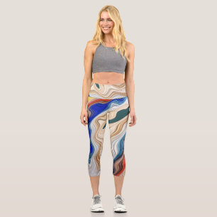A vibrant colourful fabric groovy pattern cap cap capri leggings
