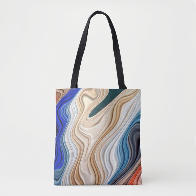 A vibrant colourful fabric groovy pattern  tote ba (Front)