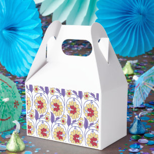 A vibrant design featuring yellow and orange creat favour box