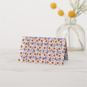 A vibrant design featuring yellow and orange creat place card