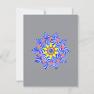 A vibrant geometric design postcard