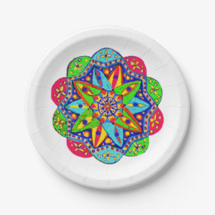 A vibrant geometry paper plate