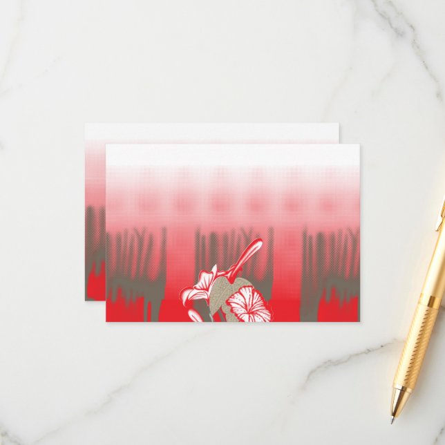 A vibrant graphic design features a red, patterned enclosure card (Front/Back In Situ)
