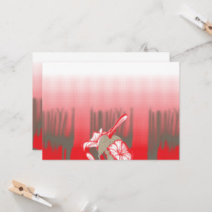 A vibrant graphic design features a red, patterned invitation