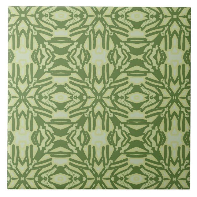 A vibrant green colour classic pattern   ceramic tile (Front)