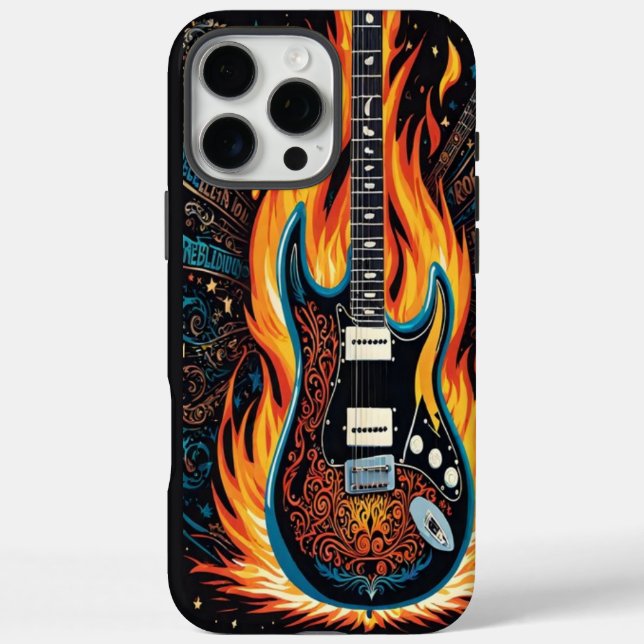 A vibrant guitar on fire in a passionate display Case-Mate iPhone case (Back)