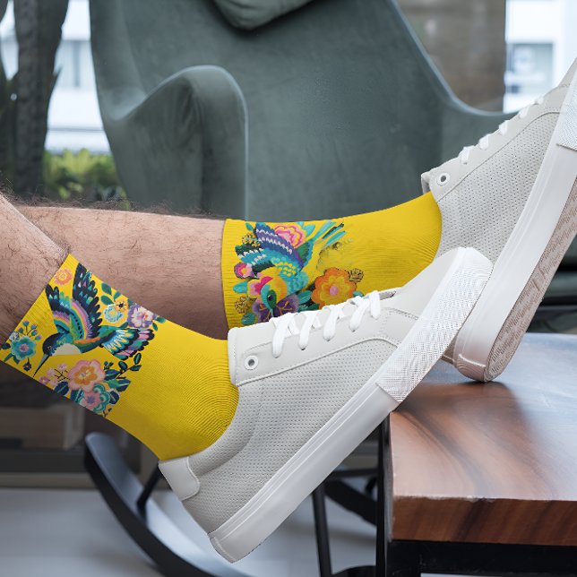 A vibrant hummingbird in flight  socks (Creator Uploaded)
