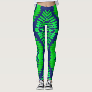 A vibrant leaves pattern "Ratti_Creative_Arts" Leg Leggings