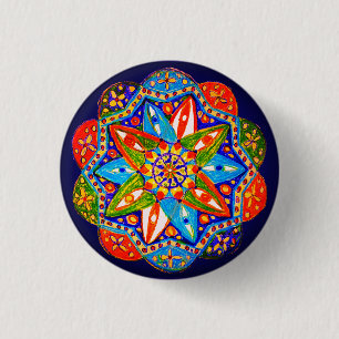 A vibrant mandala 3 cm round badge