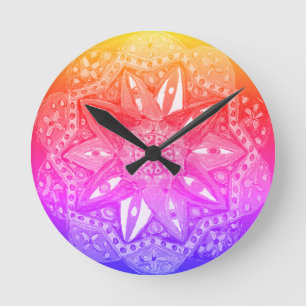 A vibrant mandala round clock