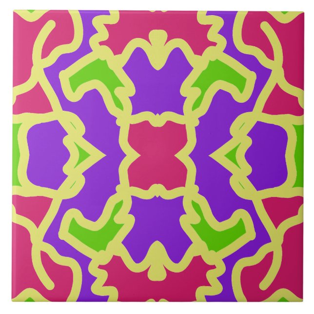 A vibrant multicolor classic pattern  ceramic tile (Front)
