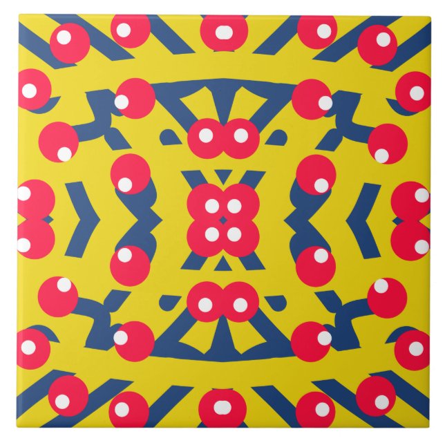 A vibrant multicolor classic pattern  ceramic tile (Front)
