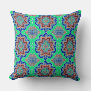 A vibrant multicolor fabric pattern design throw cushion