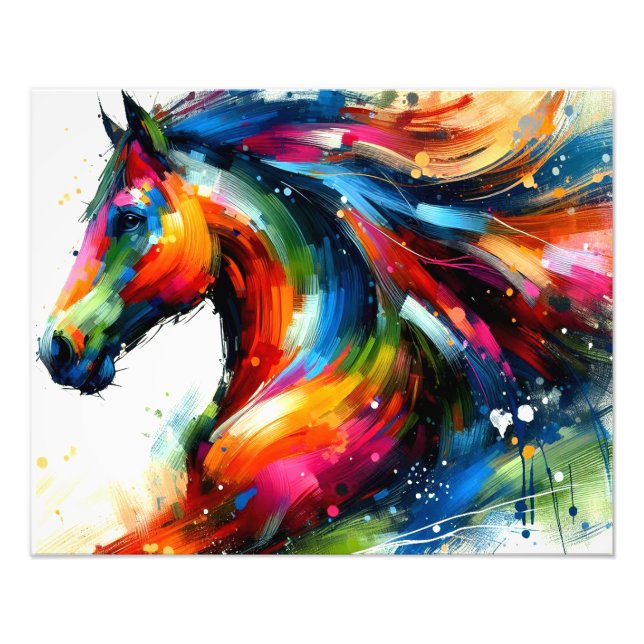A vibrant, Multicolored Horse Poster  (Front)